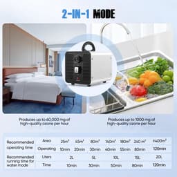 Miryx 2-in-1 Ozongenerator - Luchtreiniger - Geurverwijdering - 60.000 mg/u - Met Lucht- en Watermodus - Voor thuis, Rook — thumbnail 5