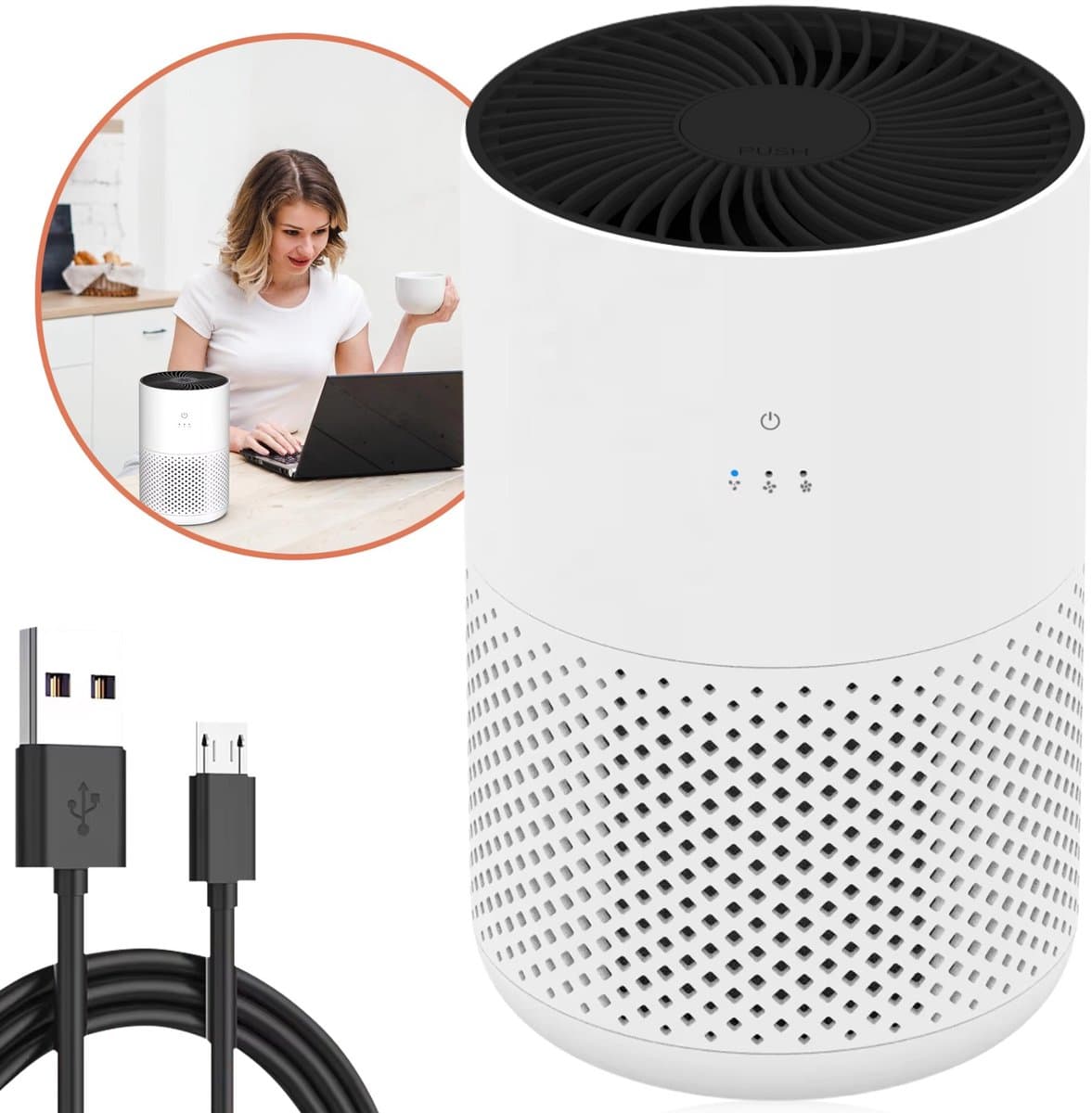 Neotex® Luchtreiniger Bureau – Compacte USB Luchtreiniger met HEPA-Filter en Aromatherapie voor Thuis, Kantoor en Hotel — afbeelding 1