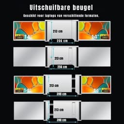 YOR® Professionele Portable Monitor Pro 2024 - Full HD - 13” / 16,5” Tri-Screen - Laptop Scherm Uitbreider - Inclusief Beschermhoes en Kabels - Krachtig - Zilver - 4cm x 34cm x 23cm — thumbnail 11