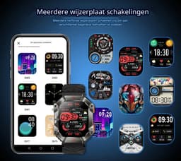 DrPhone ChronoWatchX2 – Robuuste Smartwatch | 2.0" HD | Bluetooth Bellen | Hoogtemeter | IP67 | 100+ Sportmodi - Zwart — thumbnail 9