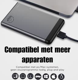 Dutch Wanted Draagbare HHD Externe Harde Schijf - 2TB Opslag - Snelle writing speed - Plug and play - Portable storage - Opslag extern pc of laptop - USB 3.2 - Snelle Harde schijf expansion — thumbnail 3