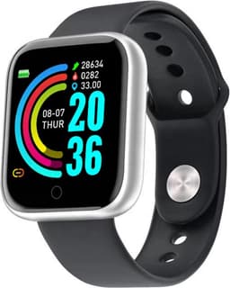 Belesy® Base - Smartwatch - Horloge - 1,3 inch Kleurenscherm - Stappenteller - Bloeddrukmeter - Verbrande calorieën - 3x sportmodus - Siliconen - Zilver - Zwart - Moederdag — thumbnail 1