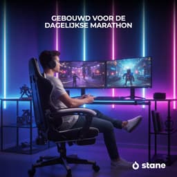 Stane Verstelbare Ergonomische Gamestoel met Voetsteun - Bureaustoel Gaming chair - Game Stoel Zwart/Wit — thumbnail 4