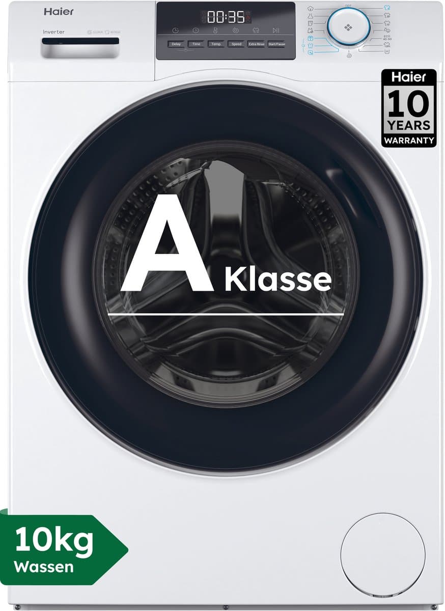 Haier HW100-BP14929A-S - Wasmachine - 10kg - A - Extra stil (72 dB) - Grote capaciteit - Stoombehandeling - Antibacteriële Behandeling (ABT) - 15 programma’s - 10 jaar garantie op onderdelen — afbeelding 1