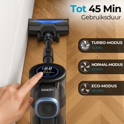 Sanovy Turbo Flex X28 Steelstofzuiger Draadloos - Zonder Zak - Op Accu - 350W - 28Kpa - Met Opzetstukken - Draadloze Stofzuiger Zonder Zak — thumbnail 4