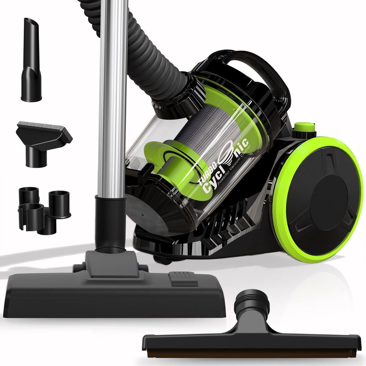 TurboTronic CV07 Stofzuiger zonder zak - Compact Design - Hoge Zuigkracht - Zakloze Stofzuiger - Zwart/Groen — afbeelding 1