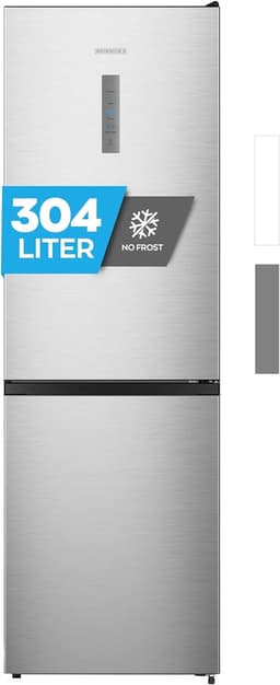 Heinrich´s HKS 3095 Koel- en vriescombinatie 304 liter - No Frost - XXL - koelvolume 207 l, vriesvak 97 l - stil 39 dB - energieklasse E - inox — thumbnail 1