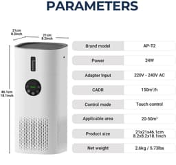 Studio Lyma Luchtreiniger - Luchtbevochtiger - Air purifier - Extra stil - Voor ruimtes van 20-50 m2 - Met vervangbaar HEPA 13 filter + koolstoffilter - Werkt tegen huisstofmijt, hooikoorts, allergie, stof - Met nachtmodus en timer — thumbnail 5