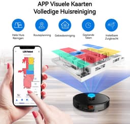 LIECTROUX X6 – Robotstofzuiger met Dweilfunctie – 6500Pa Sterke Zuigkracht – LDS LiDAR Navigatie & Uitgebreide Mapping – 2-in-1 Stof- en Waterreservoir – Virtuele Muren – Geschikt voor Tapijt & Dierenharen – App & Spraakbesturing — thumbnail 2