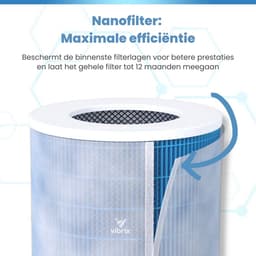 Vibrix PureFlow70 Pro Luchtreiniger / Air Purifier – EPA 14 + koolstoffilter – 468 m³/u – Voor kamers tot 70 m² – Ionisator – App-bediening – Zeer stil met slaapstand – Luchtkwaliteitindicator — thumbnail 3