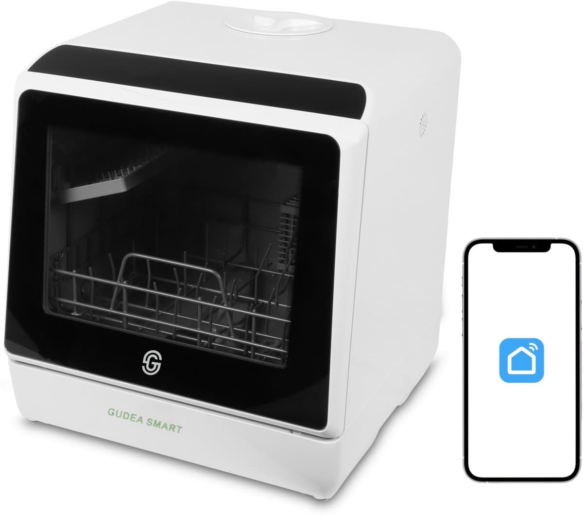 GudeaSmart® Mini Vaatwasser Incl. App – Afwasmachine – 5 Programma’s – 900 Watt – 42,5 x 42,8 x 45,8 cm - Wit — afbeelding 1