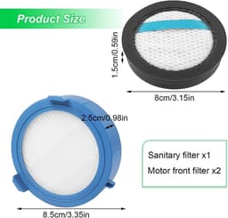 3 stuks - stofzuigerfilterset - 2 front engine filters + 1 hygiënefilter - geschikt voor AEG Ultimate 8000 - regelmatige filtervervanging - stofzuiger reserveonderdelen filter - stofzuigeraccessoires - voor slaapkamer, woonkamer, garage — thumbnail 2