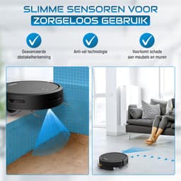 Powell Robotstofzuiger - Robotstofzuiger met Dweilfunctie - Robotstofzuiger met Laadstation - Robot Stofzuiger - Dweilrobot - Zwart — thumbnail 8