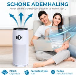 HCH Luchtreiniger - Air Balance - Air Purifier - HEPA filter - Werkt tegen huisstofmijt, hooikoorts, allergie en stof - 3 standen + slaapstand en automatische stand - Luchtkwaliteit indicator - 500 m² - CADR 300 m³/h - Stil, 20 db — thumbnail 8