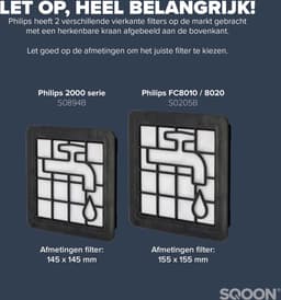 SQOON® Uitwasbaar schuimfilter geschikt voor Philips FC8010/02 stofzuigers - Gelijk aan model: 432200538211 - Inclusief schuiminleg, exclusief uitblaasfilter - Perfecte vervanging voor origineel filter — thumbnail 2