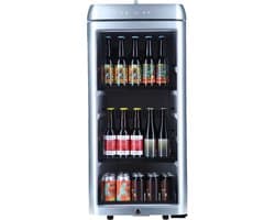 Bierkoelkast Amsterdam Zilver - glazen deur - 85 flessen - Koelkast horeca - Bier koelkast voor Thuis - Flessenkoelkast- Drank koelkast - Bierkast