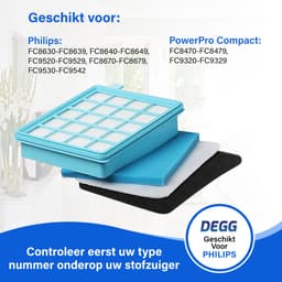DEGG® - Filterset Geschikt Voor Philips PowerPro Compact en PowerPro Active - Vervangt Philips FC8058/01 - Replacement Kit - Allergie Filter - Stofzuigerfilter - 2x Motorfilter & 2x Uitblaasfilter — thumbnail 5