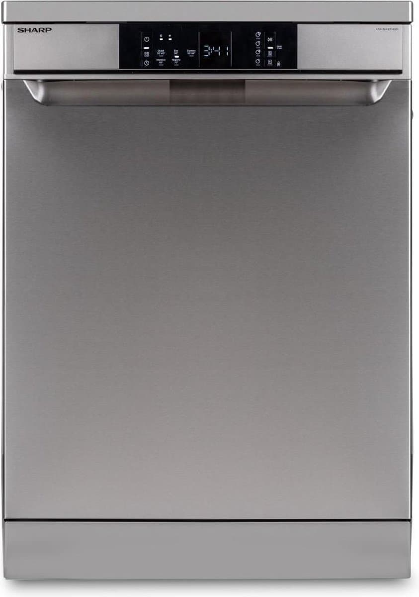 Sharp QWNA1DF45EIEU - Vrijstaande vaatwasser - 60cm - Energielabel E - Topsproeier - Besteklade - RVS deur — afbeelding 1