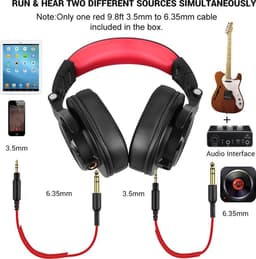OneOdio A71 - koptelefoon met microfoon - inklapbaar - muziek|studio|DJ (zwart/rood) — thumbnail 10