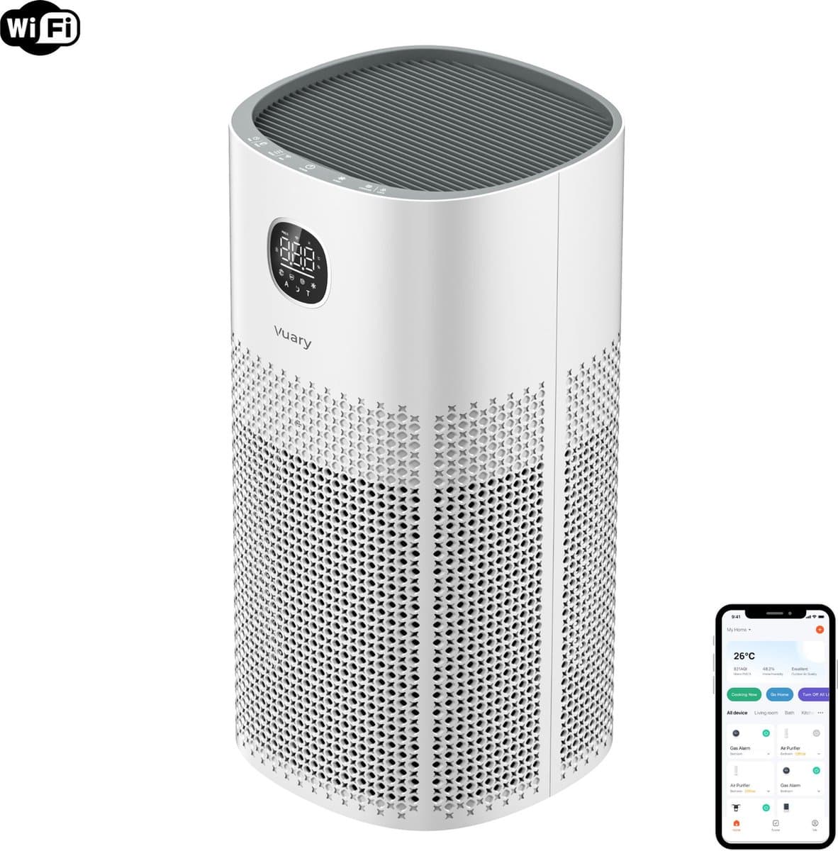 Vuary A6 Slimme Luchtreiniger - Luchtreinigers - Air purifier - Luchtreiniger met HEPA filter - Smart WiFi Bediening via App - Lage Geluidsproductie — afbeelding 1