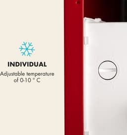 Klarstein PopLife Drankenkoeler - Minibar, Retro Koelkast, 0-10°C, slechts 39 dB, 48 L, milieuvriendelijk, dubbelwandige deur, retro design, rood — thumbnail 10