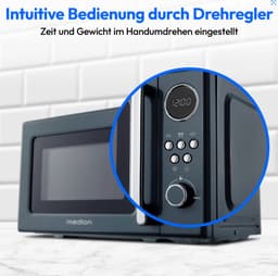 MEDION Retro magnetron (20 liter, ca. 800 watt, 5 magnetronstanden, digitaal display, ontdooifunctie, compact) grijs — thumbnail 11