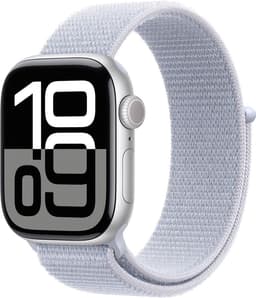 Apple Watch Series 10 - Wifi - 42mm - Zilverkleurig Aluminium Case met Blauw Cloud Geweven Sportbandje — thumbnail 2