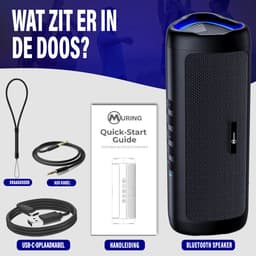 Muring Draadloze Bluetooth Speaker - Muziek Box - Tot 20 uur Afspeeltijd - TWS Pairing - Bluetooth 5.3 - Partybox - Luidspreker - Geluidsbox - Zwart — thumbnail 8