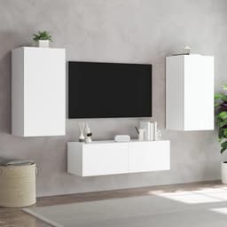 Zwevend TV Meubel met LED Verlichting Wit - Wandkast voor Televisie — thumbnail 3