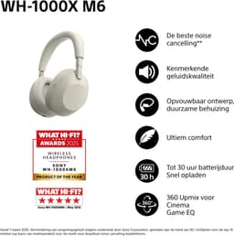 Sony WH-1000XM6 - Draadloze koptelefoon met Noise Cancelling - Zilver — thumbnail 6