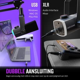FIFINE - AM8 PRO T - USB / XLR Studio microfoon - PC-Gaming Met Flexibele RGB Arm ( 66cm! ) - Geschikt voor PC/PS4/PS5 - RGB - Podcast - Gaming - Streaming - Zwart — thumbnail 7