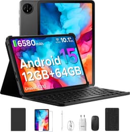 DOOGEE TAB A9 VIP - Tablet - 9 GB RAM + 64 GB ROM (2TB/TF) - 10,1" HD IPS - Android 15 - 6580 mAh - 5G WiFi - Face ID - met toetsenbord en stylus - dubbele luidspreker - Zwart — thumbnail 1