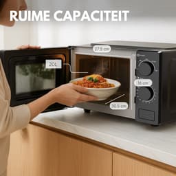 COOK-IT Vrijstaande Magnetron - 20L - 5 Verwarmingsstanden - Microgolfoven - Microwave - Zwart — thumbnail 3