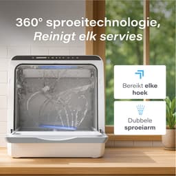Skoov Mini Vaatwasser met waterreservoir - 3 couverts - 6 wasprogramma's - 45cm - Kleine smalle vrijstaande afwasmachine - Camping - Wit — thumbnail 13