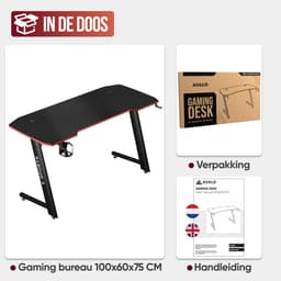 Avalo Gaming Bureau - 100x60x75 CM - Game Desk - Tafel - Zwart — thumbnail 9