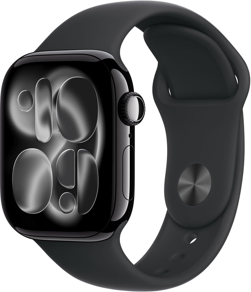 Apple Watch 11 - Wifi - 42mm - Jet Black Aluminium Case with Black Sport Band - M/L — afbeelding 1