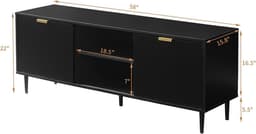 Zwarte TV-Meubel met Schuifdeuren en Opbergvakken voor Televisies tot 65+ Inch — thumbnail 7