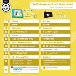 DEPLAY Kindertablet SMART 5 – Android 15 - 64GB Opslag - 4GB RAM – Kidsproof Tablet – Ouder controle – Vanaf 2+ Jaar – 8 Inch – Met Pen, Beschermhoes, Keycord & Blauwlicht Screenprotector – 5000 mAh Batterij – Blauw — thumbnail 8