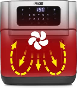 Princess Airfryer Oven 182065 - Heteluchtfriteuse en Oven in één - Groot 10 liter - 3 bakplaten - Rotisseriemand - RVS - Touchscreen — thumbnail 15
