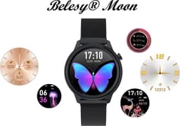 Belesy® MOON - Smartwatch Dames - Horloge - Stappenteller - Lichaamstemperatuur - Bloeddruk - Zuurstofgehalte - Ademhaling - Full Touch - Diverse Wijzerplaten - Mutli sport - Milanees - Staal - Zwart - Moederdag — thumbnail 9