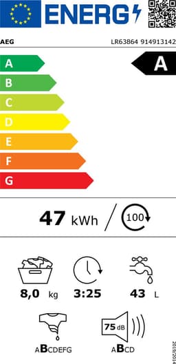 AEG LR63864 6000 serie ProSense® - Wasmachine - Energielabel A - 1600 toeren - 8 kg — thumbnail 2