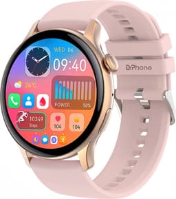 DrPhone DTX Ultra2 – 1.43” AMOLED Smartwatch – Always-On Display – Belfunctie – Hartslag-, Bloeddruk- & Zuurstofmeter – Smartwatch met App – Rosegoud/Goud — thumbnail 1