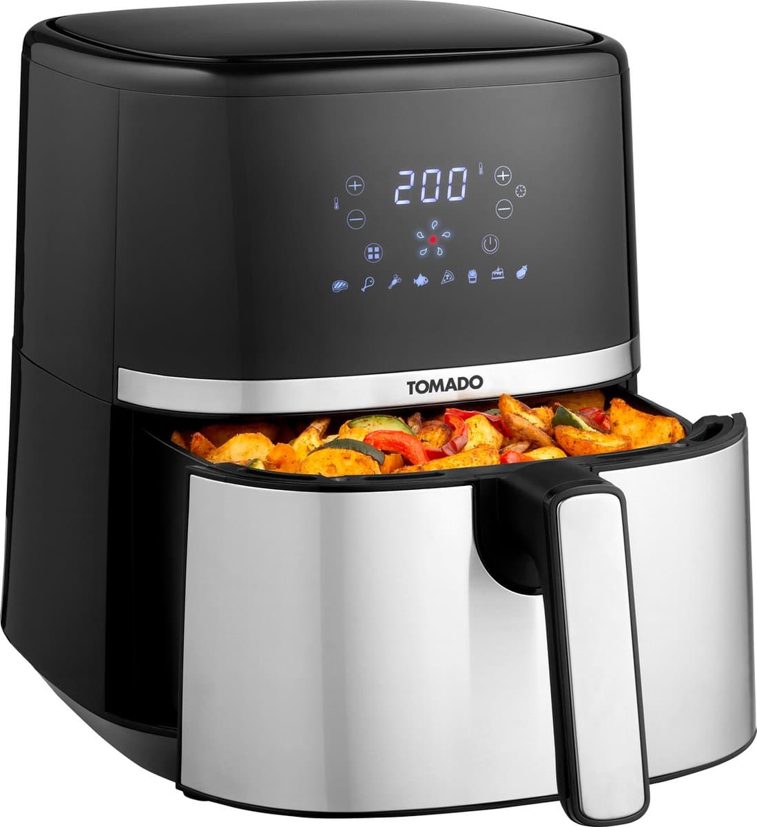 Tomado TAF5401S - Airfryer - 5,4 liter inhoud - Heteluchtfriteuse - Digitaal display - 800 gram friet - Zwart/RVS — afbeelding 1