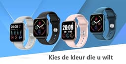 Belesy® Pro - Smartwatch Dames - Smartwatch Heren - Horloge - 1.3 inch - Kleurenscherm - Full Touch - Stappenteller - Grijs - Siliconen — thumbnail 19