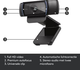 Logitech C920 - HD Pro Webcam - Full HD 1080p - Bedraad - Twee microfoons — thumbnail 4