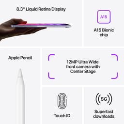 Apple iPad mini (2021) - 8.3 inch - WiFi + 5G - 64GB - Roze - 6e generatie — thumbnail 6