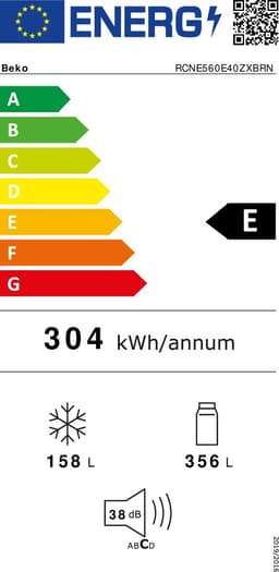 Beko RCNE560E40ZXBRN koel-vriescombinatie Vrijstaand 514 l E Roestvrijstaal — thumbnail 6