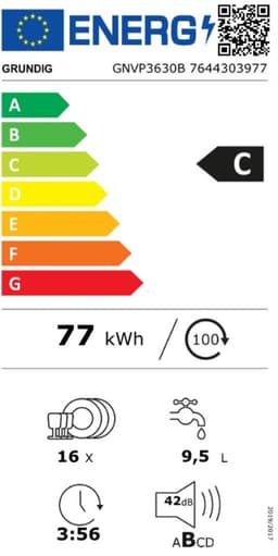 Grundig GNVP3630B vaatwasser Volledig ingebouwd 16 couverts — thumbnail 9