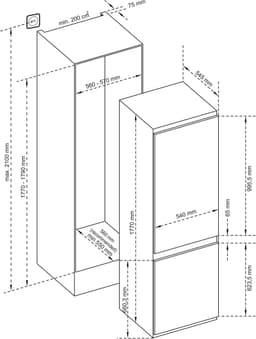 Inventum IKV1786S 178 cm stille inbouw koel-vriescombinatie - Koelkast met vriesvak - Energiezuinig - Supervriezen - Vershoudlade - 251 liter - Pizzavak - Sleepdeur - Wit — thumbnail 11