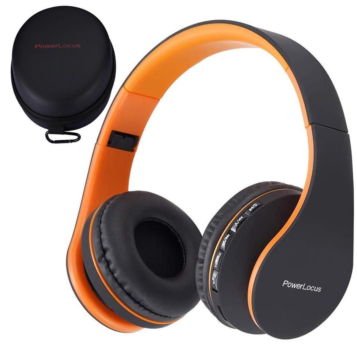 PowerLocus P1 Bluetooth Koptelefoon – Draadloos – Over Ear – Met Microfoon – Inklapbaar - incl. Hoes – Oranje — afbeelding 1